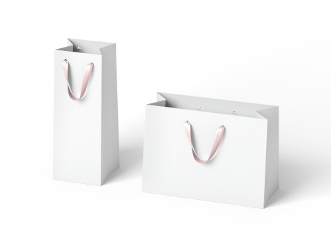 White Paper Gift Bag 2 Type - craft shopping pack set Modelo 3D