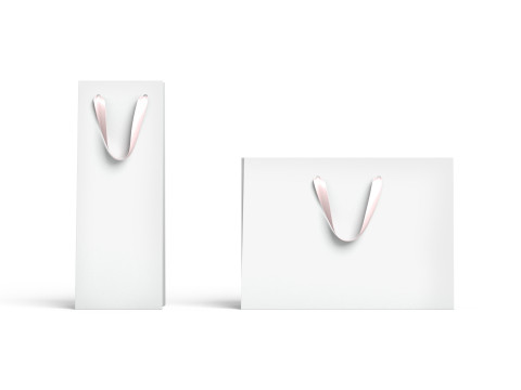 White Paper Gift Bag 2 Type - craft shopping pack set Modelo 3D