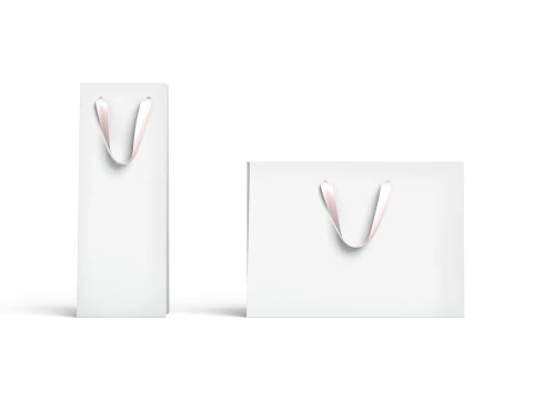 White Paper Gift Bag 2 Type - craft shopping pack set 3D Model