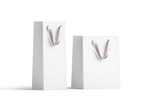 White Paper Gift Bag 2 Type - craft shopping packet set 3D Model