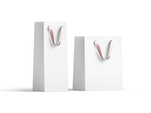 Sac cadeau en papier blanc type 2 - ensemble de paquets d'achats artisanaux Modèle 3D