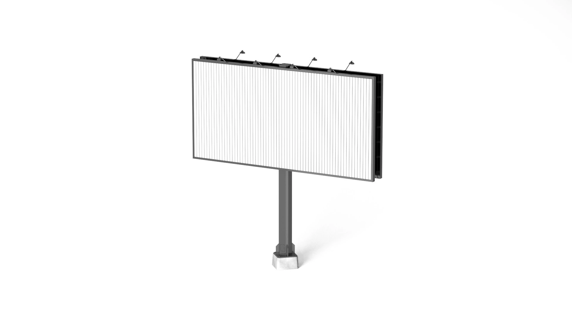 Rectangular Advertising Trivision Billboard - outdoor street sign banner 3D Model .c4d .max .obj .3ds .fbx .stl .blend 