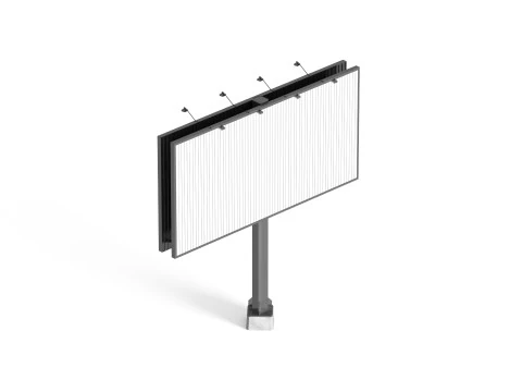 Rectangular Advertising Trivision Billboard - outdoor street sign banner 3D Model