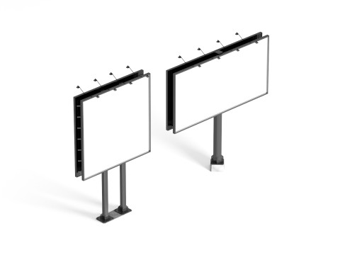 Advertising Street Billboard 2 Type - outdoor rectangular square banner 3D Модель