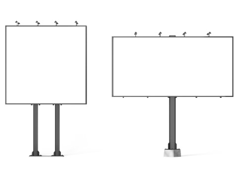 Advertising Street Billboard 2 Type - outdoor rectangular square banner 3D Модель