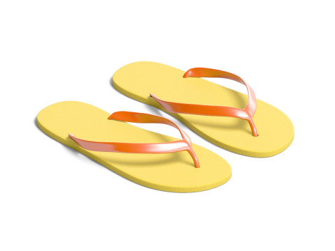 Yellow Beach Slippers - pair of flip-flop rubber sandals Modelo 3D