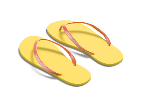 Yellow Beach Slippers - pair of flip-flop rubber sandals Modello 3D