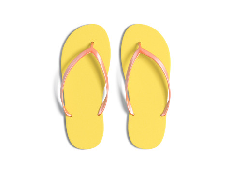 Yellow Beach Slippers - pair of flip-flop rubber sandals Modello 3D