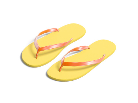 Yellow Beach Slippers - pair of flip-flop rubber sandals Modello 3D