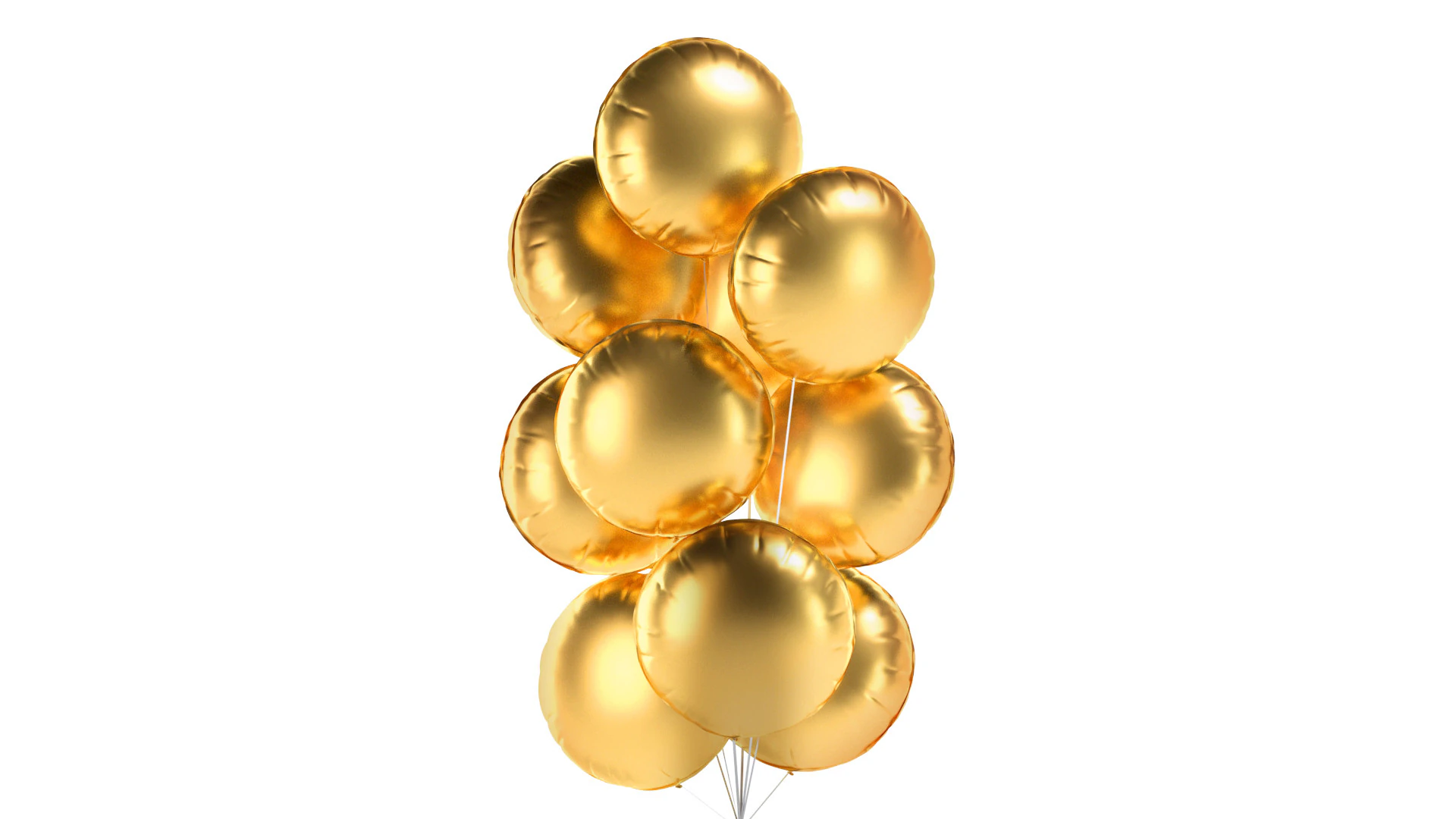 Gold Round Balloon Bouquet - helium foil balls bunch 3D Model .c4d .max .obj .3ds .fbx .stl .blend 
