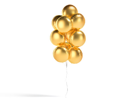 Gold Round Balloon Bouquet - helium foil balls bunch 3D Модель