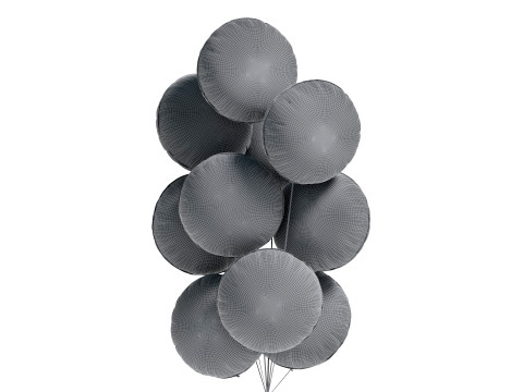 Gold Round Balloon Bouquet - helium foil balls bunch 3D Модель