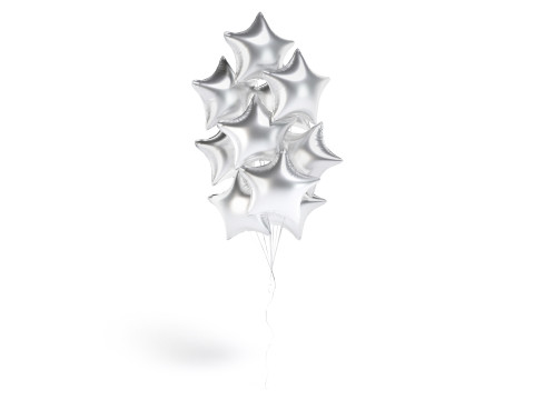Silver Star Balloon Bouquet - helium foil balls bunch 3Dモデル