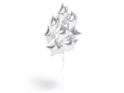 Silver Star Balloon Bouquet - helium foil balls bunch 3Dモデル