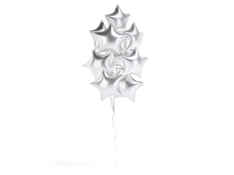 Silver Star Balloon Bouquet - helium foil balls bunch 3Dモデル