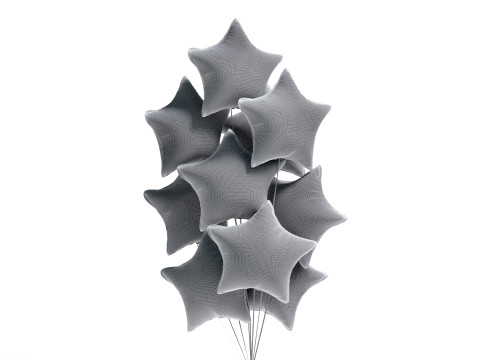 Silver Star Balloon Bouquet - helium foil balls bunch 3Dモデル