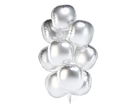 Silver Balloon Bouquet 3 Type - helium gold balls bunch set 3D Model