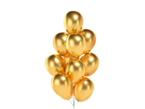 Gold Balloon Bouquet 3 Type - helium silver balls bunch set 3D Model