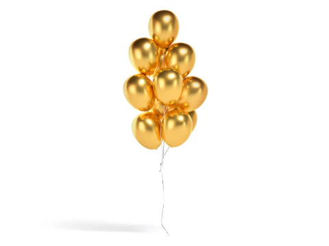 Gold Balloon Bouquet 3 Type - helium silver balls bunch set 3D Model