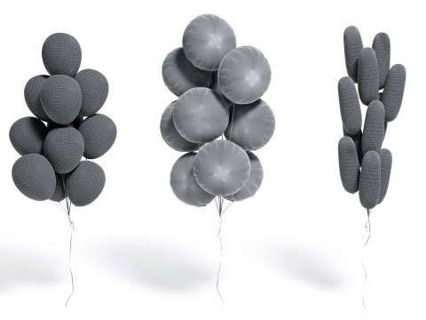 Gold Balloon Bouquet 3 Type - helium silver balls bunch set 3Dモデル