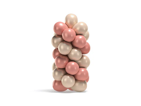 Conjunto de arco de bal&atilde;o - coluna de bolas redondas em espiral dourada e prateada Modelo 3D