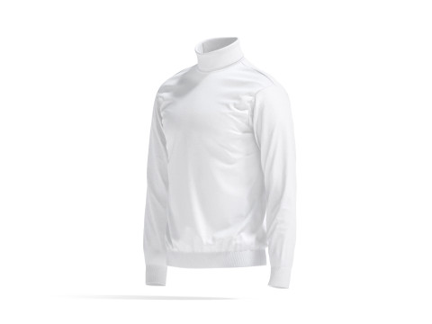 White Turtleneck Sweater - long neck knitted mens pullover 3D Model
