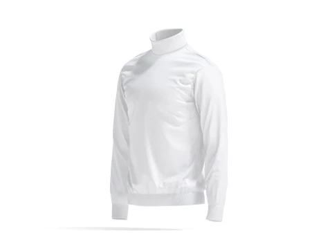 White Turtleneck Sweater - long neck knitted mens pullover 3D Model