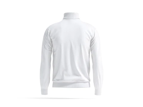 White Turtleneck Sweater - long neck knitted mens pullover 3D Model