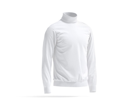 White Turtleneck Sweater - long neck knitted mens pullover 3D Model