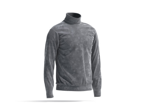 White Turtleneck Sweater - long neck knitted mens pullover 3D Model