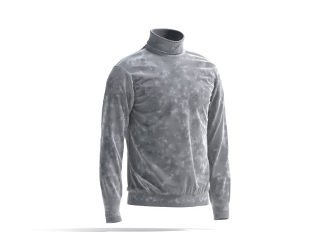 White Turtleneck Sweater - long neck knitted mens pullover 3D Model