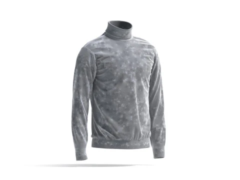 White Turtleneck Sweater - long neck knitted mens pullover 3D Model