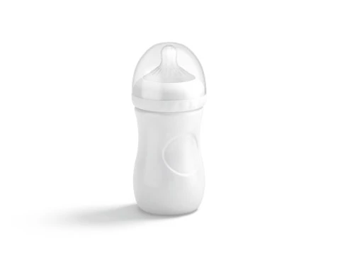 白色塑料婴儿奶瓶 - 儿童喂奶容器 3D 模型