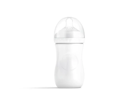 Mamadeira de pl&aacute;stico branco - recipiente para alimenta&ccedil;&atilde;o de leite infantil Modelo 3D