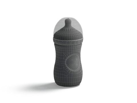 White Plastic Baby Bottle - children milk feeding container 3D 模型