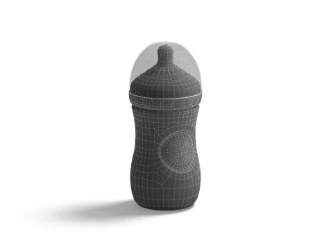 Mamadeira de pl&aacute;stico branco - recipiente para alimenta&ccedil;&atilde;o de leite infantil Modelo 3D