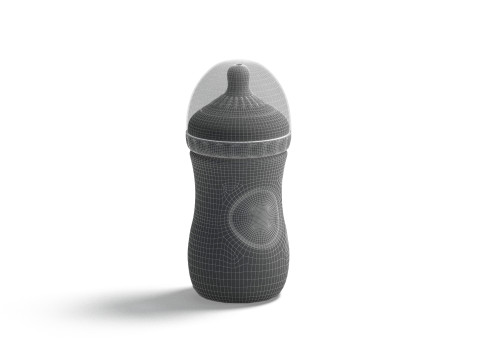White Plastic Baby Bottle - children milk feeding container 3D 模型