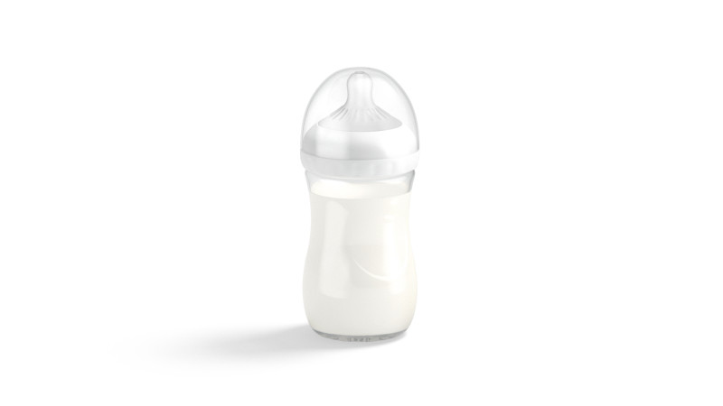 Plastic Baby Bottle With Milk - transparent children feeding container 3D Model .c4d .max .obj .3ds .fbx .stl .blend