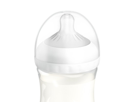 Plastic Baby Bottle With Milk - transparent children feeding container 3D Model