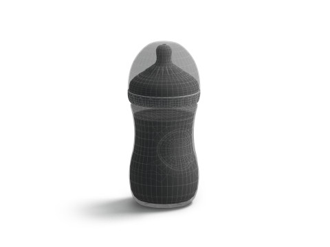 Plastic Baby Bottle With Milk - transparent children feeding container 3D Model
