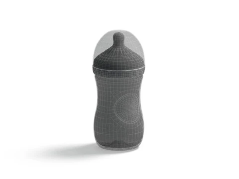 Empty Plastic Baby Bottle - transparent children milk feeding container 3D Model