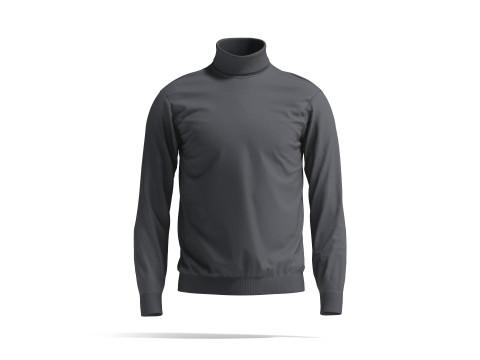 Black Turtleneck Sweater - long neck knitted mens pullover 3D Model