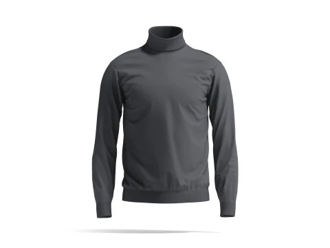 Schwarzer Rollkragenpullover &ndash; gestrickter Herrenpullover mit langem Halsausschnitt 3D Modell