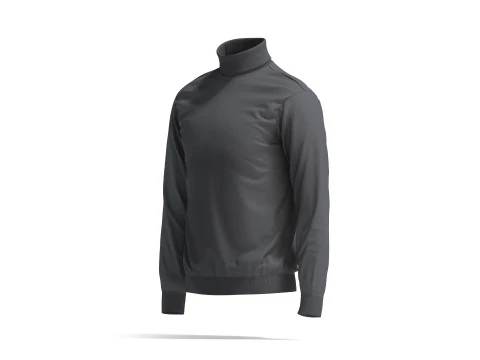 Black Turtleneck Sweater - long neck knitted mens pullover 3D Model
