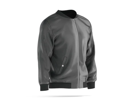 Black Bomber Jacket - mens casual puffer 3D Model