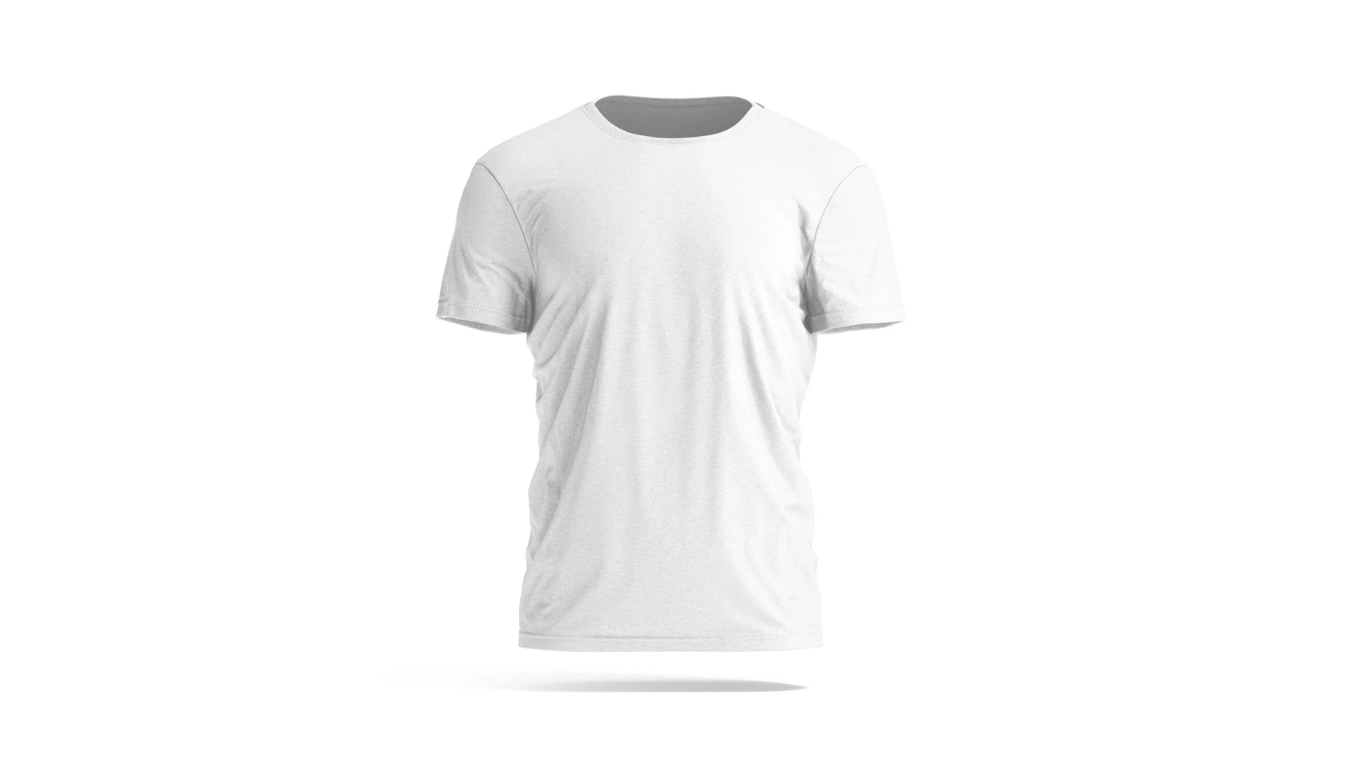 White Mens T-Shirt - melange wrinkled tshirt 3D Model .c4d .max .obj .3ds .fbx .stl .blend 