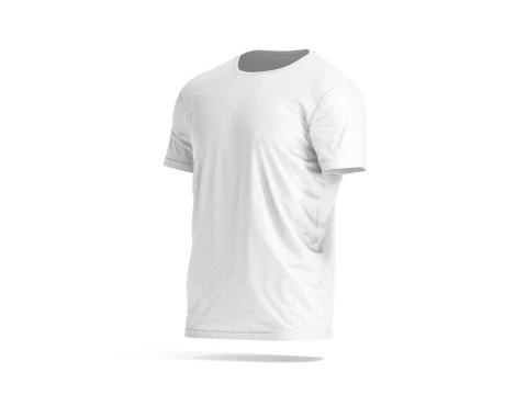 White Mens T-Shirt - melange wrinkled tshirt 3D Model