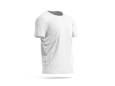 White Mens T-Shirt - melange wrinkled tshirt 3D Model