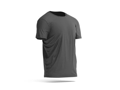 Black Mens T-Shirt - melange wrinkled tshirt 3D Model