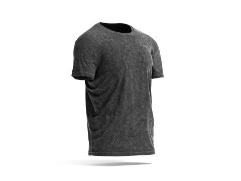 Black Mens T-Shirt - melange wrinkled tshirt 3D Model